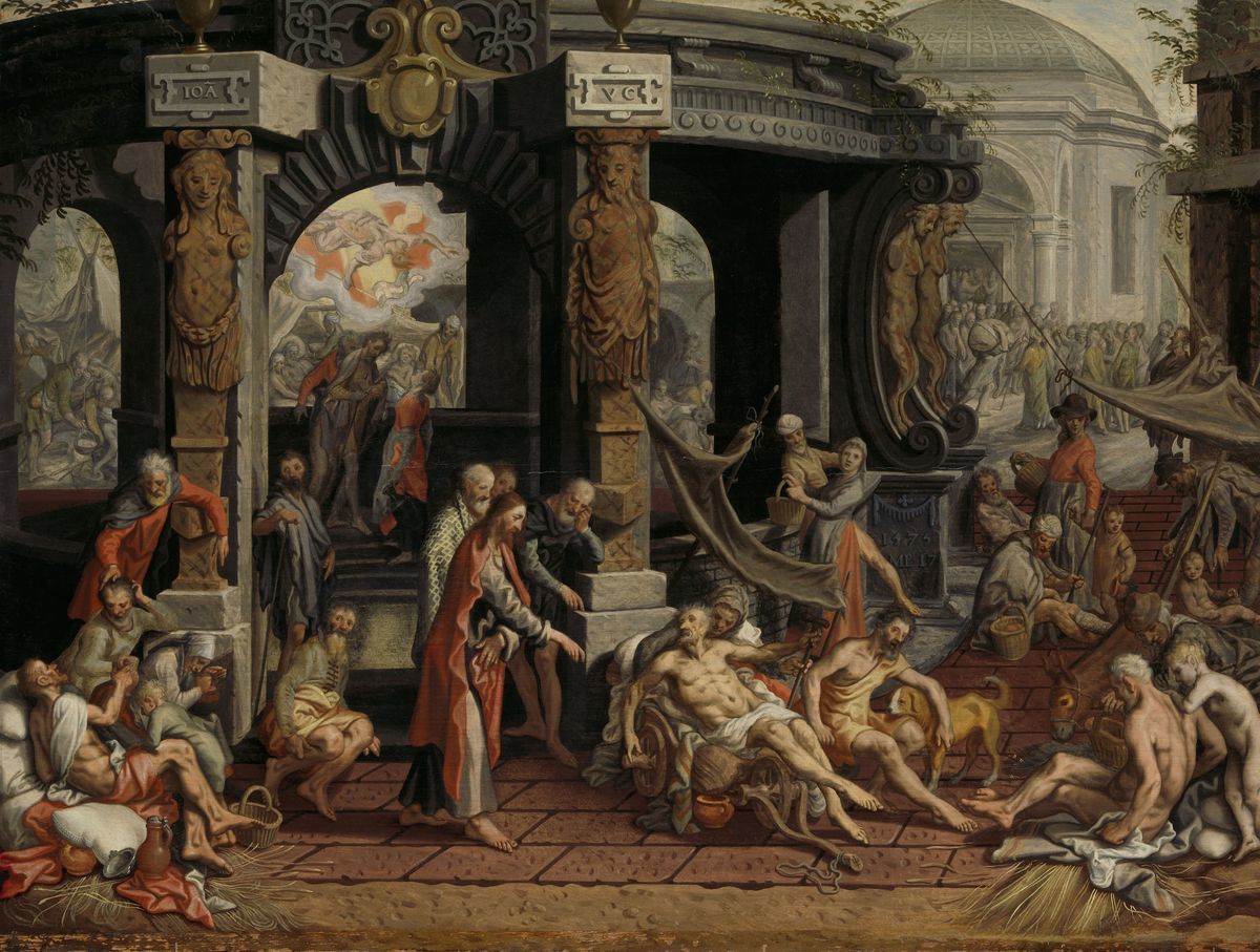 Пітер Арцен (Pieter Aertsen), Зцілення паралітика у купелі Витесда. 1575 рік.