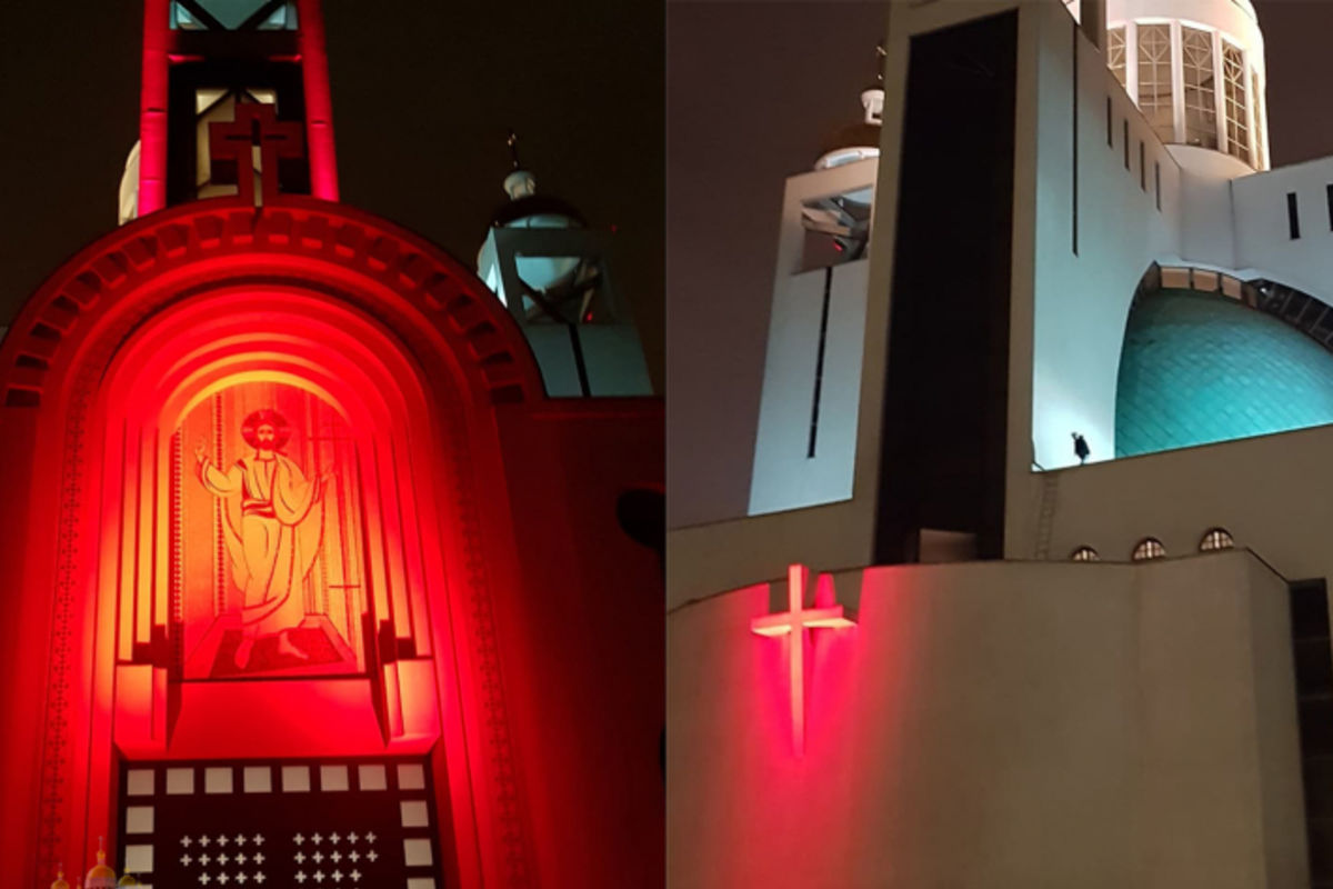 Патріарший собор у Києві підсвітили червоним кольором в рамках всесвітньої кампанії #Redweek