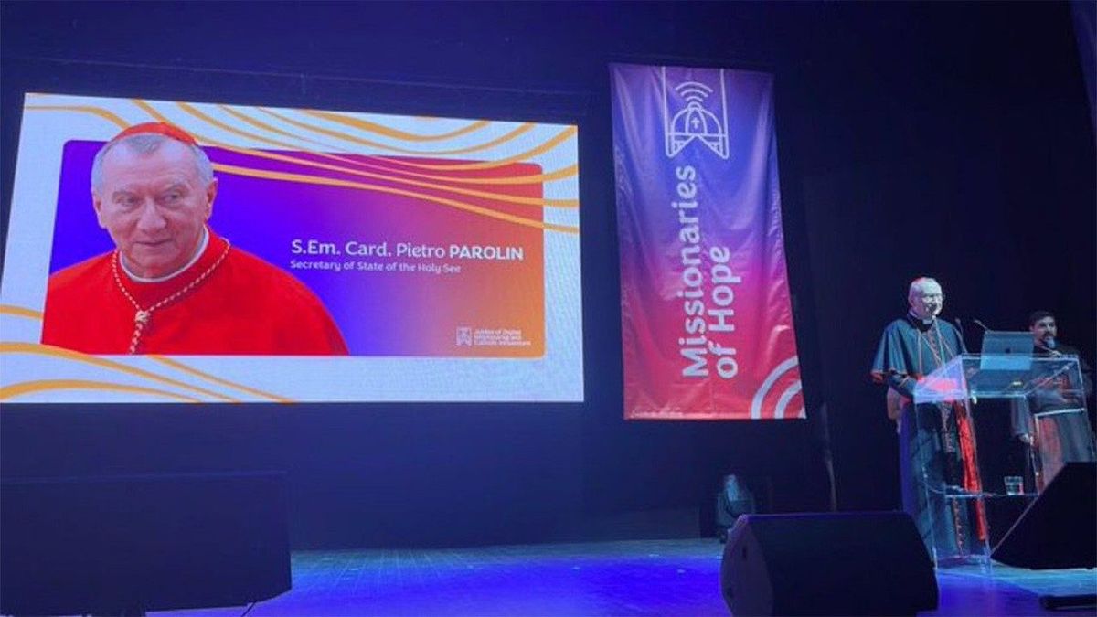 Виступ кардинала Пароліна під час інавгурації Ювілею цифрових місіонерів 
