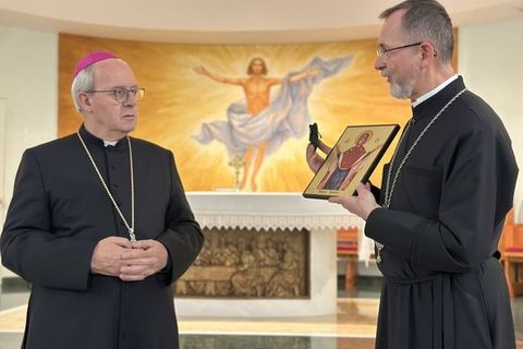 Владика Богдан Дзюрах зустрівся з архиєпископом Москоне в Сан-Джованні-Ротондо