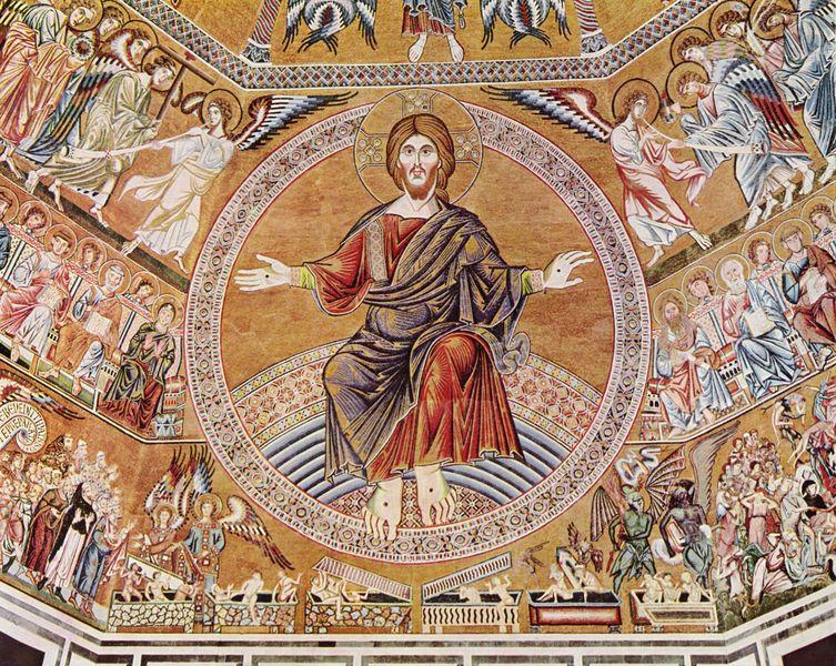 Христос Пантократор і Страшний суд. 1300-ті роки. Мозаїка в баптистерії Сан Джованні у Флоренції (Італія)