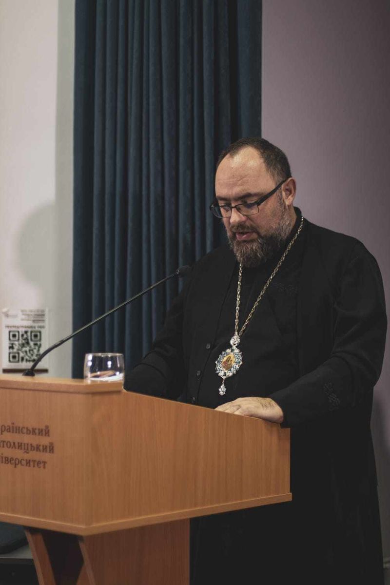 Владика Мілан Стіпіч під час міжнародної конференції в УКУ, 14 листопада 2023 року