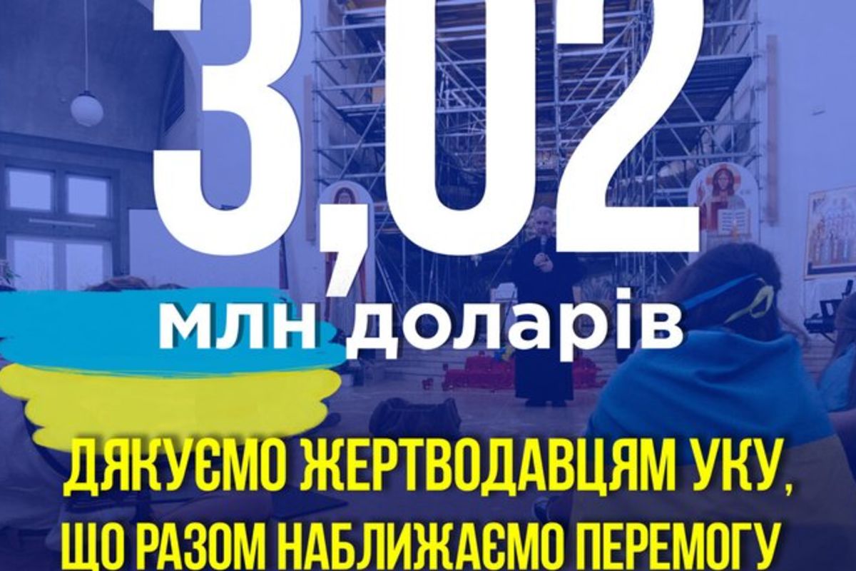 Від початку війни УКУ зібрав понад три мільйони доларів для перемоги України