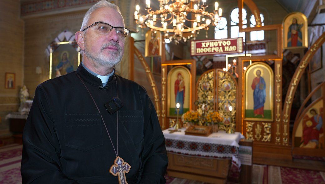 Парох парафії Святого Дмитрія та собору Преображення Господнього Борис Гобир, Івано-Франківськ. Джерело фото: Суспільне Івано-Франківськ.